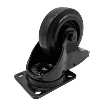 100mm Black Braked Castor with Black Rubber Wheel